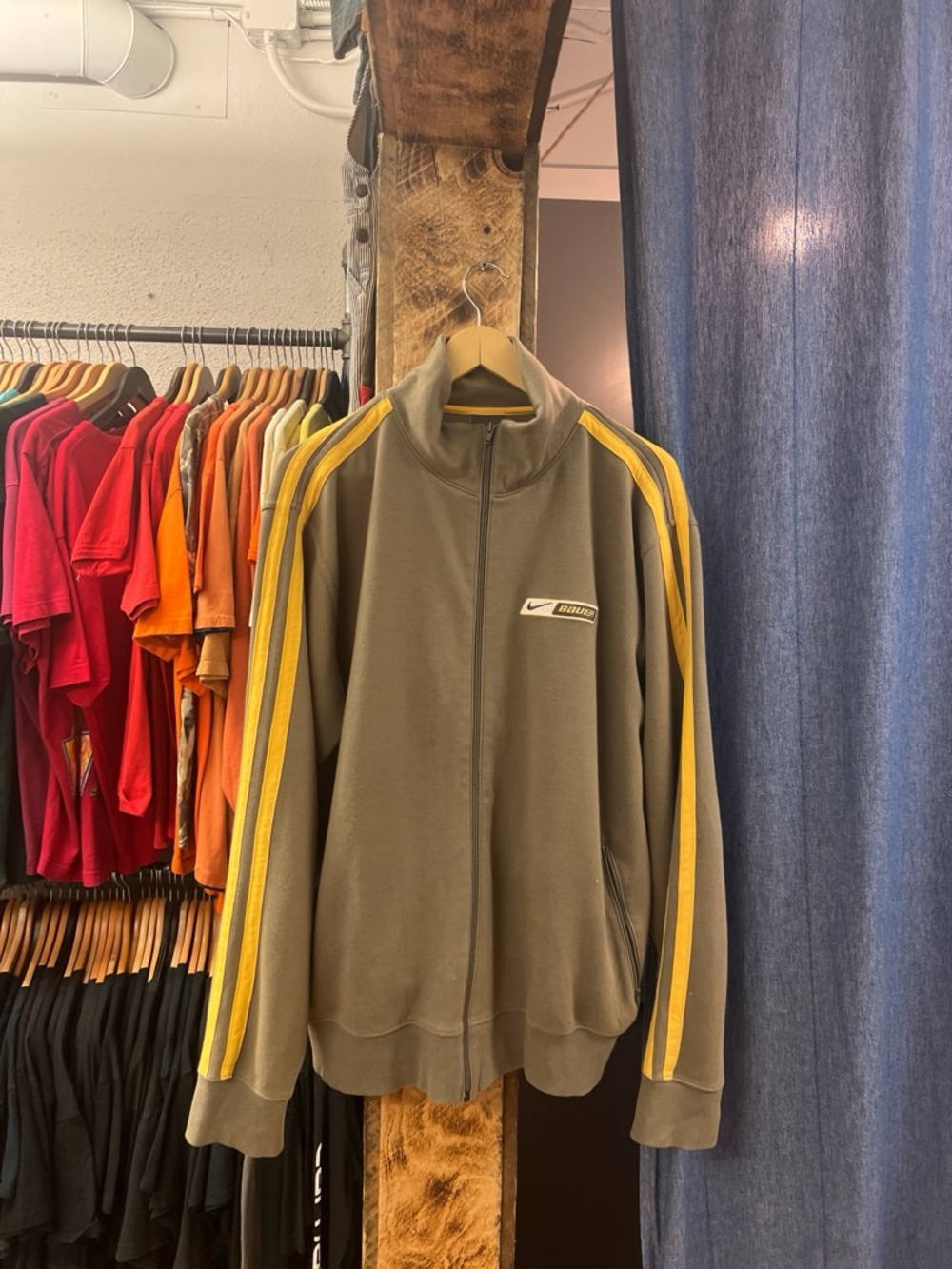 Vintage Nike Bauer Green and Yellow Zip Up Jacket - Picture 1 of 2